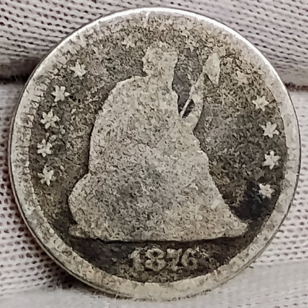 1876 Seated Liberty Quarter 25c Antique US Silver Coin